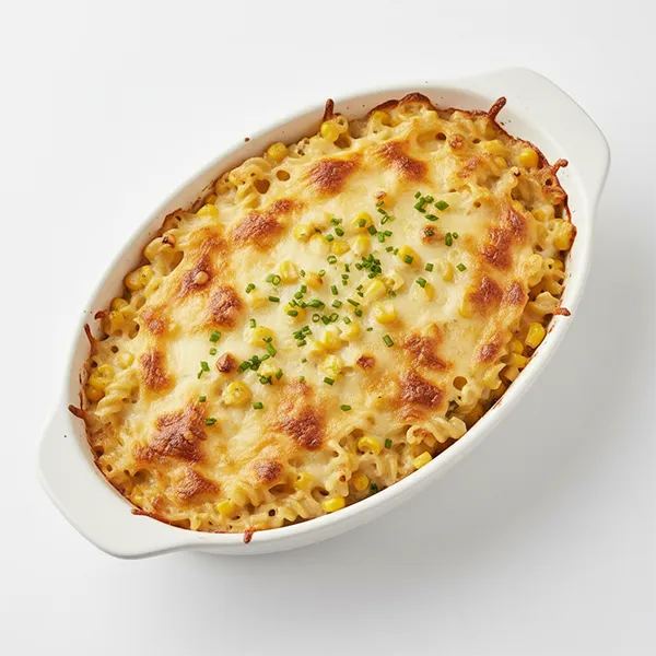 Creamy Corn And Macaroni Casserole With Cheese